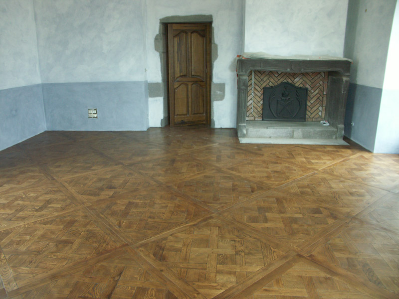 Parquet panneaux Versailles apr�s la pose du parquet dans le grand salon