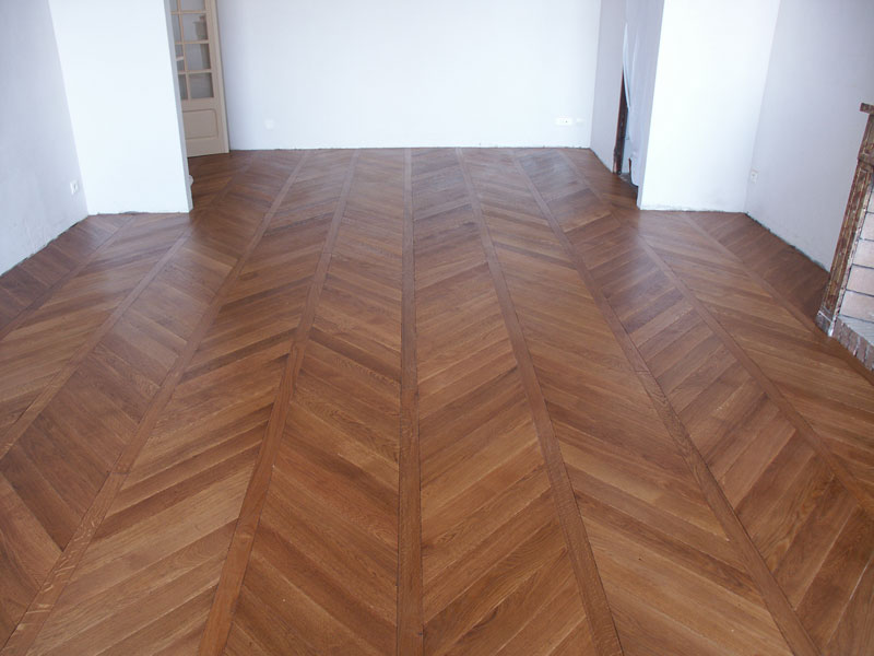 Chevron hardwood floor