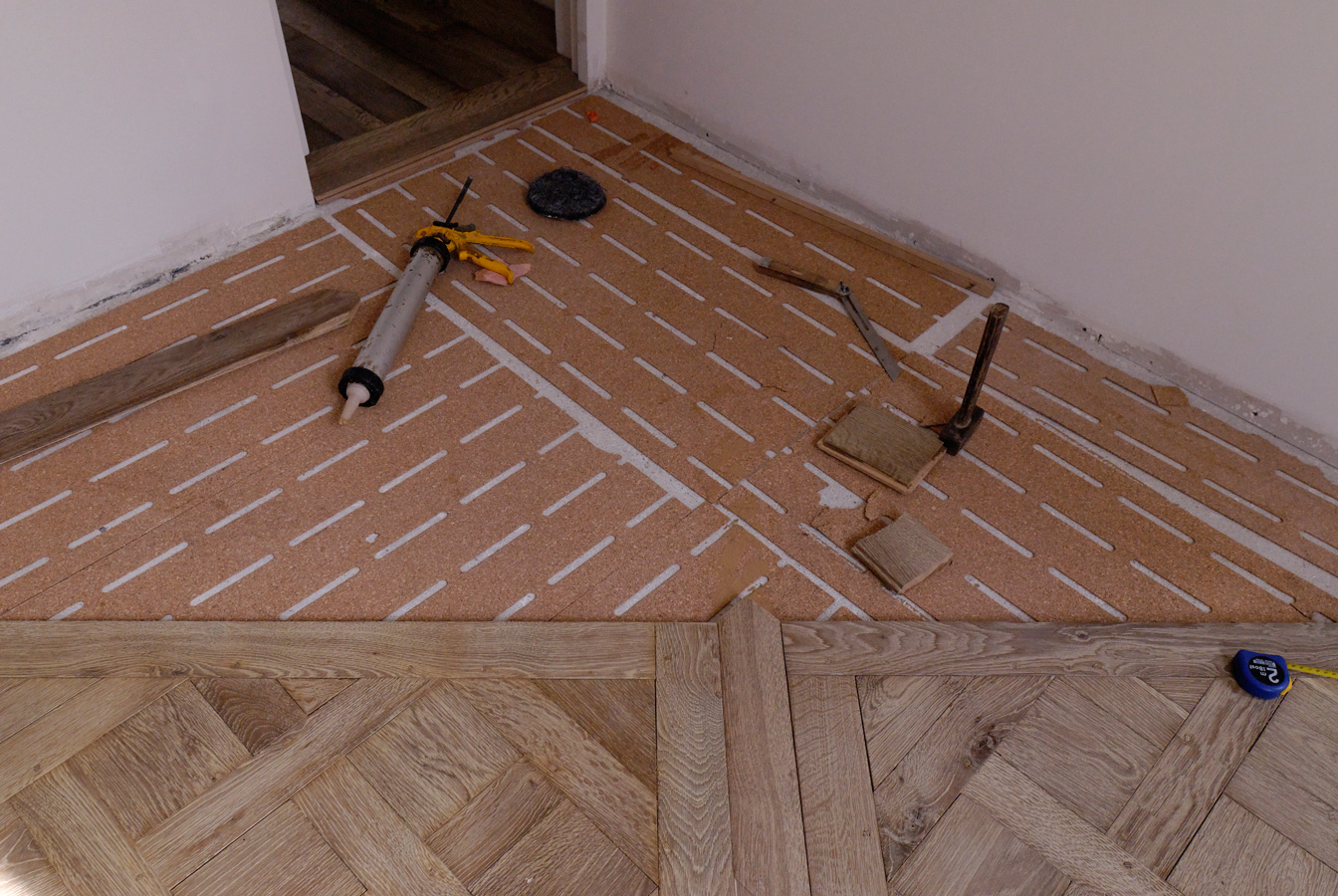 French parquet oak grey leached