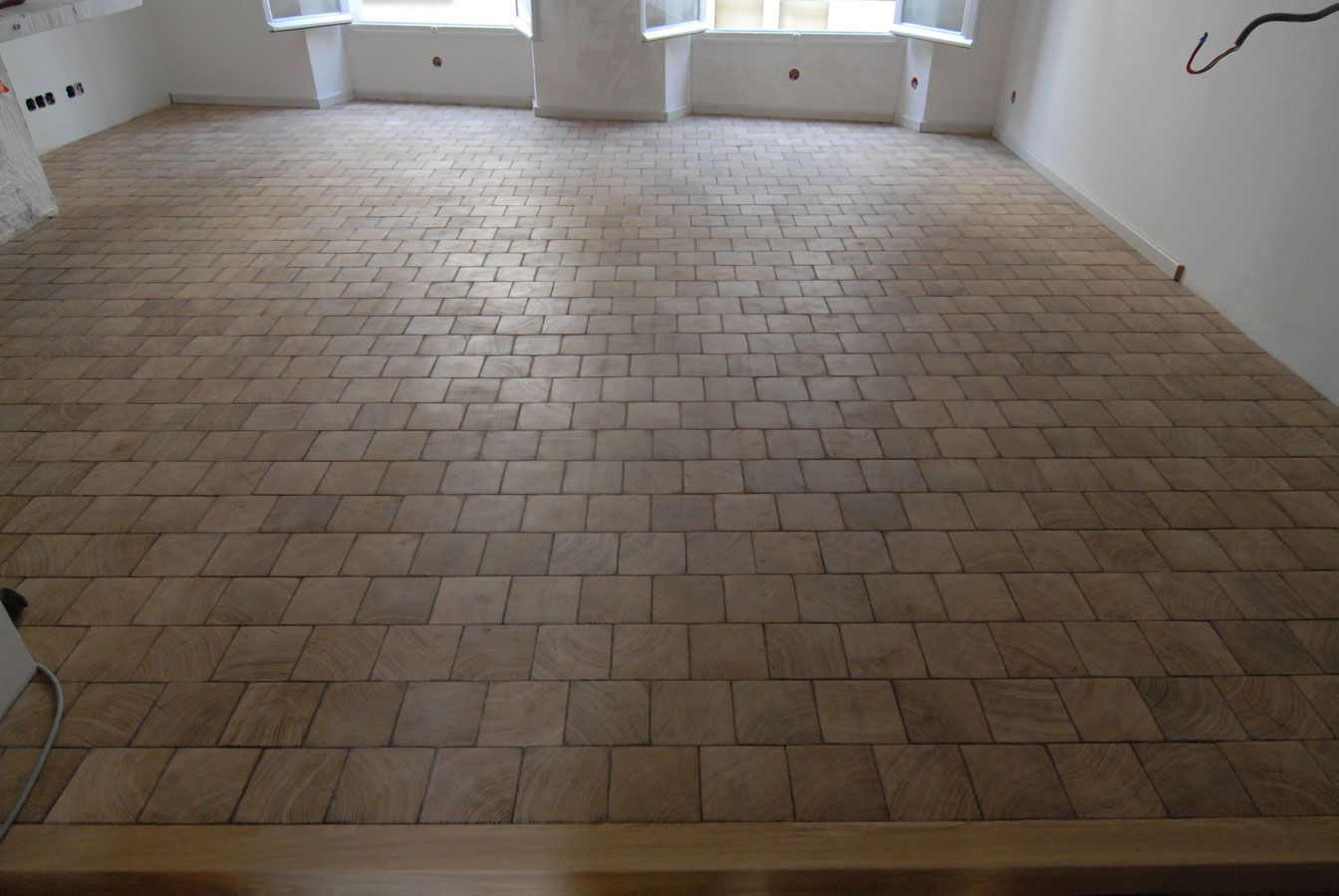 parquet pavés en bois debout