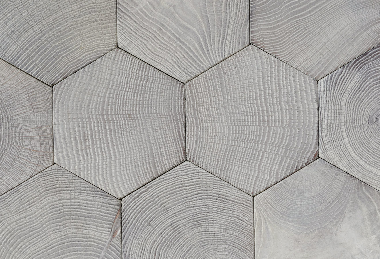Hexagones bois debout en chÃªne gris lessivÃ©
