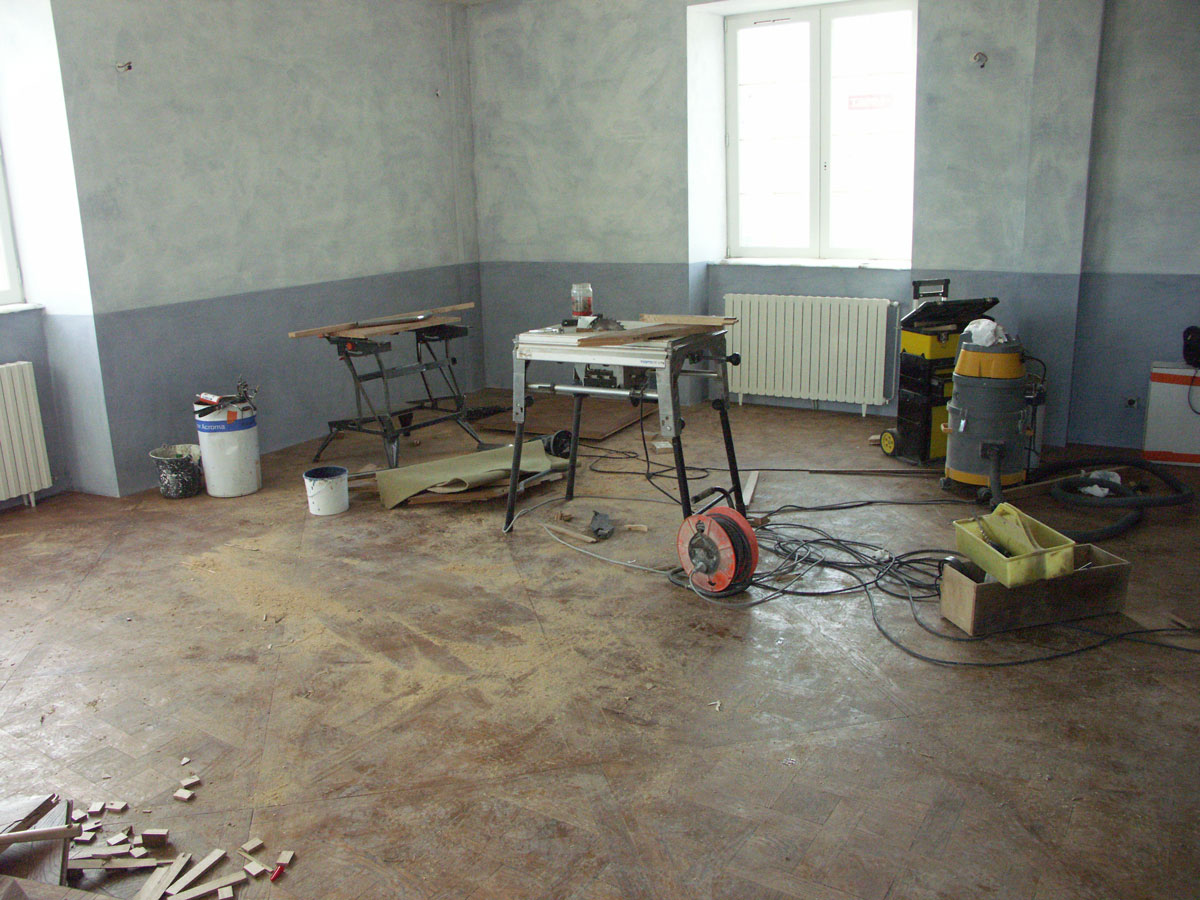 Parquet Versailles en cours de chantier